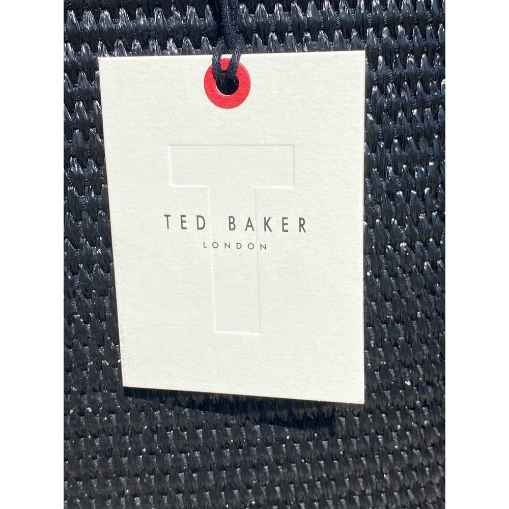 NEW Ted Baker London The Icon Tote Black Woven Straw Logo Shoulder Bag NEW - Picture 5 of 16